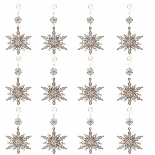 Melrose 10" Pearl & Jewel Snowflake Ornaments, 12ct.